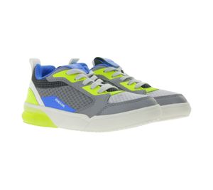 Sneakers casual da bambino GEOX Grayjay con LED nella suola. Scarpe per tutti i giorni. J029YF 014BU C0666 Grigio/Blu/Giallo.