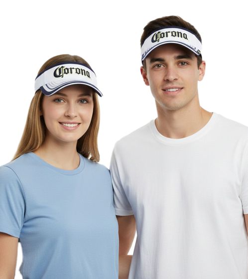 Cappellino con visiera unisex Corona Extra, elegante berretto in cotone, visiera parasole, 5366COR Bianco
