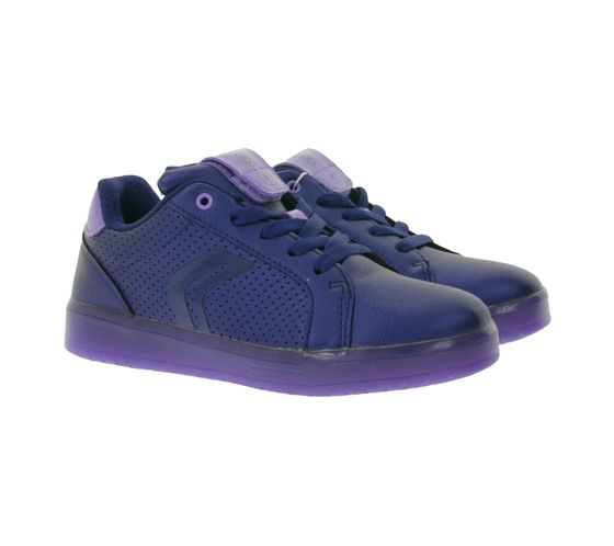 GEOX RESPIRA Kommodor Kinder Alltags-Sneaker mit atmungsaktiver Sohle Freizeit-Schuhe für Jungen und Mädchen J744HA 000NF C4267 Blau/Lila