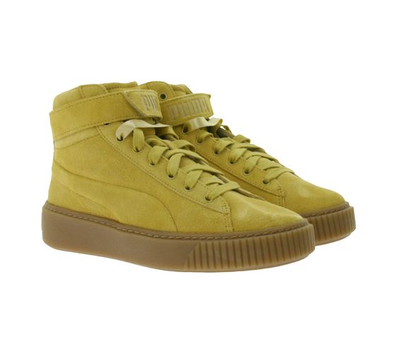 PUMA Suede Platform Mid Women's Platform Sneakers, Genuine Leather, Hi-Top, 366018 03 Sand Beige