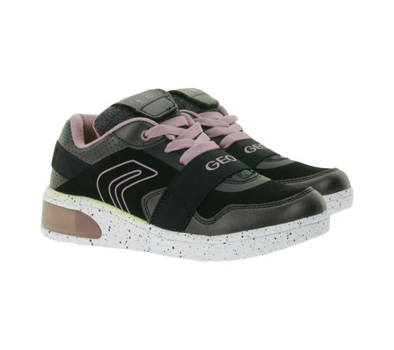 GEOX Respira Xled, Sneakers per Bambini con Suola Traspirante, Scarpe Mid-Cut per Bambini e Bambine J928DA 0NF6K C0618 Nero/Rosa Antico