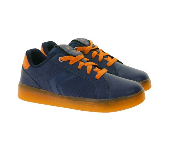 GEOX RESPIRA Kommodor, Sneakers per Bambini con Suola Traspirante, Scarpe Casual per Bambini e Bambine J745PB 0BCBU C0659 Blu/Arancione
