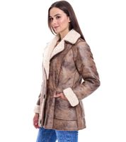 Veste en similicuir durable pour femme avec col en simili-agneau, veste oversize, grandes tailles 970065 Marron