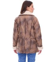 Veste en similicuir durable pour femme avec col en simili-agneau, veste oversize, grandes tailles 970065 Marron