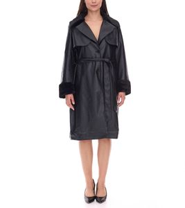 nachhaltiger Damen Lederimitat-Mantel mit Kunstfell Kragen Kunstleder-Jacke Frühlings-Mantel 959571 Schwarz nachhaltiger Damen Lederimitat-Mantel mit Kunstfell Kragen Kunstleder-Jacke Frühlings-Mantel 959571 Schwarz