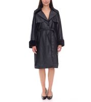 Manteau en similicuir durable pour femme avec col en fausse fourrure, veste en similicuir, manteau d'automne 959571 Noir