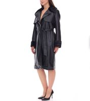 Manteau en similicuir durable pour femme avec col en fausse fourrure, veste en similicuir, manteau d'automne 959571 Noir