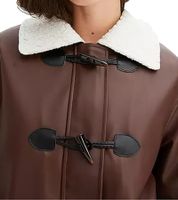 nachhaltige Damen Lederimitat-Jacke hochwertige Jacke mit Kunstfell-Kragen 950444 Braun