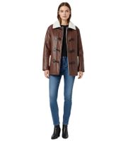 nachhaltige Damen Lederimitat-Jacke hochwertige Jacke mit Kunstfell-Kragen 950444 Braun