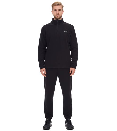 LOTTO Herren Fleece-Sweater Trainings-Pullover mit Reißverschluss Sweat-Zipper MPFX1000NET Schwarz