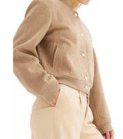 nachhaltiger Damen Blouson Bomber-Jacke mit Stehkragen Übergangs-Jacke 978057 Beige