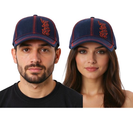 Slipknot Unisex Base Cap mit Bandschriftzug und Ziernähten Freizeit-Cap 3218SLP Blau/Rot