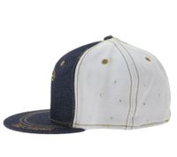 Gorra de béisbol Dr. Dre unisex de ala plana con logo bordado y pedrería TC109827DRE2 Denim/Blanco