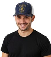 Gorra de béisbol Dr. Dre unisex de ala plana con logo bordado y pedrería TC109827DRE2 Denim/Blanco