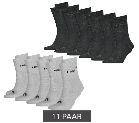11 Paar HEAD All Sports Socken Damen und Herren Trainings-Socken Sport-Strümpfe 701236921 004 Schwarz/Grau