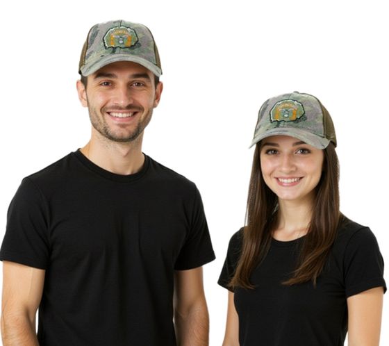 FALL OUT BOY alternative Rockband Baseball-Cap mit Logo Stickerei Trucker-Cap Camouflage TC104185FOB Grün/Braun
