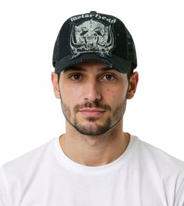 Gorra de béisbol Motörhead Trucker de algodón con inserto de malla, producto para fans TC110380MTR Negro/Blanco Gorra de béisbol Motörhead Trucker de algodón con inserto de malla, producto para fans TC110380MTR Negro/Blanco