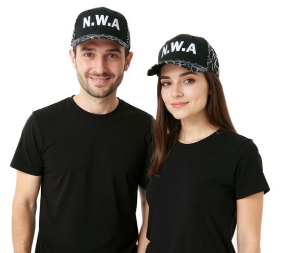 Cappellino hip-hop NIGGAZ WIT ATTITUDES da donna e da uomo, in cotone con bordo piatto, TC109821NWA, nero