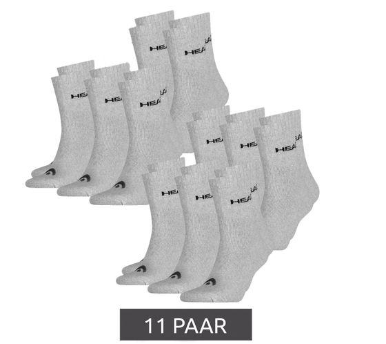 11 Paar HEAD All Sports Socken Damen und Herren Trainings-Socken Sport-Strümpfe 701236921 003 Grau