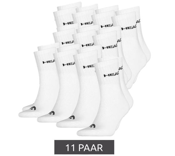 11 Paar HEAD All Sports Socken Damen und Herren Trainings-Socken Sport-Strümpfe 701236921 002 Weiß