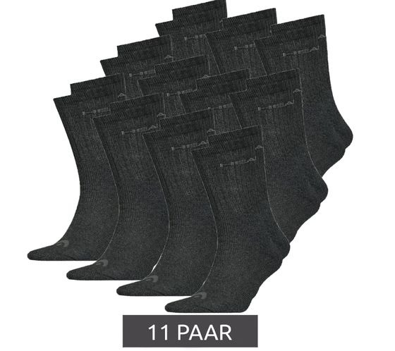 11 Paar HEAD All Sports Socken Damen und Herren Trainings-Socken Sport-Strümpfe 701236921 001 Schwarz