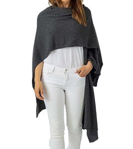 ZWILLINGSHERZ Damen Poncho mit Kaschmir hochwertiges Cape Tunika mit Ärmeln 8029P Dunkelgrau