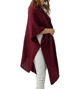 ZWILLINGSHERZ Damen Poncho mit Kaschmir hochwertiges Cape Tunika mit Ärmeln 8029P Bordeaux