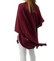 Poncho de cachemira ZWILLINGSHERZ para mujer, túnica tipo capa con mangas de alta calidad, 8029P Burdeos
