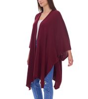 Poncho de cachemira ZWILLINGSHERZ para mujer, túnica tipo capa con mangas de alta calidad, 8029P Burdeos