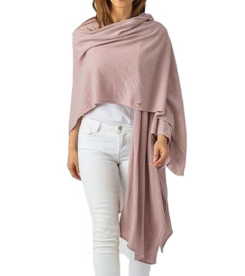 ZWILLINGSHERZ Damen Poncho mit Kaschmir hochwertiges Cape Tunika mit Ärmeln 8029P Altrosa