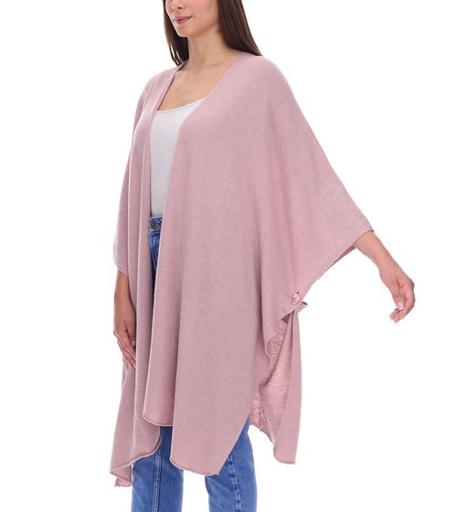 ZWILLINGSHERZ Damen Poncho mit Kaschmir hochwertiges Cape Tunika mit Ärmeln 8029P Altrosa