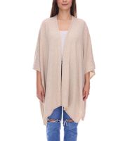 Poncho de cachemira ZWILLINGSHERZ para mujer, túnica tipo capa con mangas de alta calidad, 8029P Beige Claro