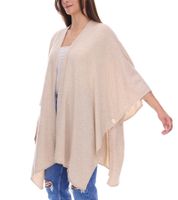 Poncho de cachemira ZWILLINGSHERZ para mujer, túnica tipo capa con mangas de alta calidad, 8029P Beige Claro