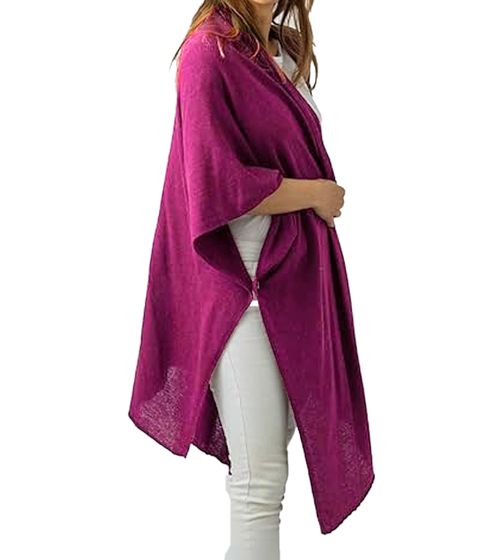 ZWILLINGSHERZ Damen Poncho mit Kaschmir hochwertiges Cape Tunika mit Ärmeln 8029P/23 Pink