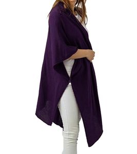 ZWILLINGSHERZ Damen Poncho mit Kaschmir hochwertiges Cape Tunika mit Ärmeln 8029P Lila