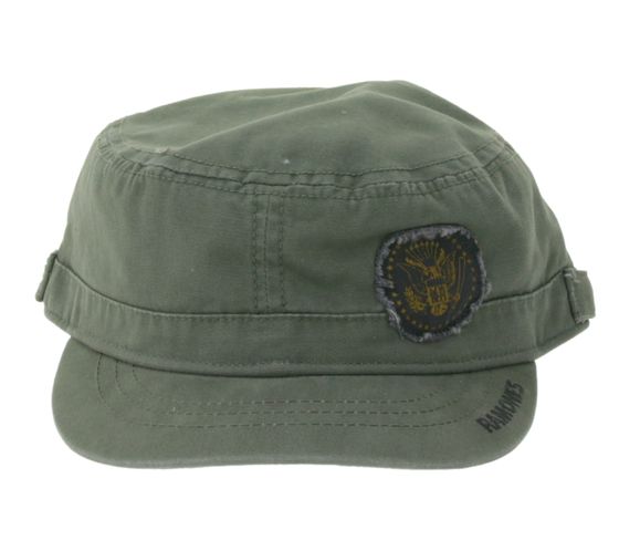 Gorra de algodón Ramones para mujer y hombre, banda de punk rock, corte militar y visera ligeramente curva FC103416RAM Verde Oliva