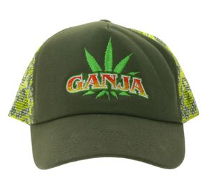 Ganja Green Canvas Trucker-Cap Baseball-Cap Baumwoll-Cap mit Netzeinsatz 7420GUY Grün/Gelb