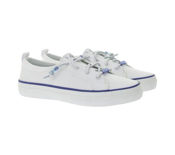 SPERRY Crest Vibe Canvas Damen Freizeit-Sneaker nachhaltige Alltags-Schuhe Schlupf-Schuhe STS88472 Weiß/Blau