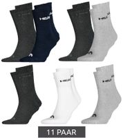 11 Paar HEAD All Sports Socken Damen und Herren Trainings-Socken Sport-Strümpfe 701236921 in Schwarz, Blau, Grau, Weiß