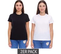 Lot de 2 t-shirts PUMA Blank Base pour femme, en coton durable, de sport et de fitness, 678258, noir ou blanc