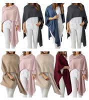 Poncho ZWILLINGSHERZ para mujer con cachemira, túnica tipo capa de alta calidad con mangas 8029P en rosa, rojo, beige, gris y azul