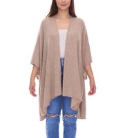 Poncho ZWILLINGSHERZ para mujer con cachemira, túnica tipo capa de alta calidad con mangas 8029P en rosa, rojo, beige, gris y azul