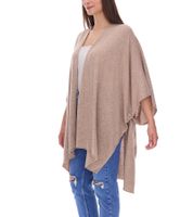 Poncho ZWILLINGSHERZ para mujer con cachemira, túnica tipo capa de alta calidad con mangas 8029P en rosa, rojo, beige, gris y azul