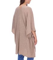 Poncho ZWILLINGSHERZ para mujer con cachemira, túnica tipo capa de alta calidad con mangas 8029P en rosa, rojo, beige, gris y azul