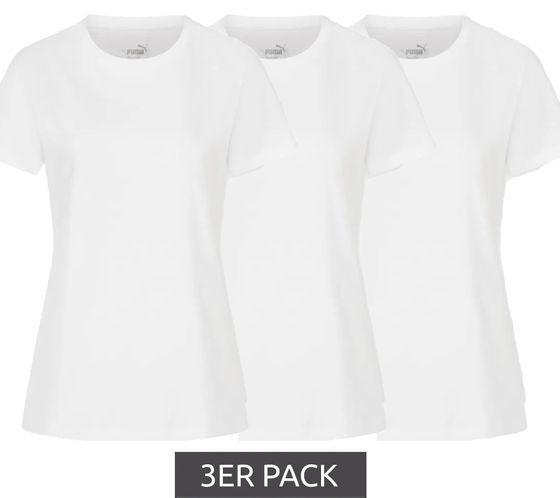 3er Sparpack PUMA Damen T-Shirt nachhaltiges Baumwoll-Shirt schlichtes Sport-Shirt Fitness-Shirt 678257 01 Weiß
