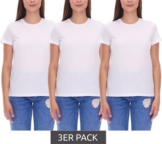 Confezione risparmio da 3 t-shirt da donna PUMA, t-shirt in cotone sostenibile, t-shirt sportiva semplice, t-shirt fitness, 678257 01 Bianco