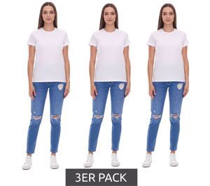 Pack de 3 camisetas PUMA para mujer, algodón sostenible, sencillas, deportivas y de fitness, 678257 01, color blanco