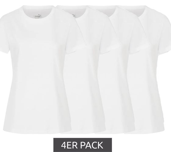 4er Sparpack PUMA Damen T-Shirt nachhaltiges Baumwoll-Shirt schlichtes Sport-Shirt Fitness-Shirt 678257 01 Weiß