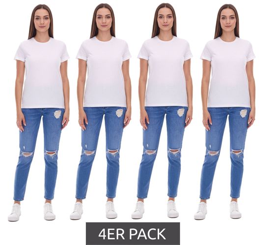 Lot de 4 t-shirts PUMA pour femme, coton durable, sport simple, fitness, 678257 01 Blanc