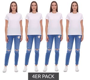 Pack de 4 camisetas PUMA para mujer, de algodón sostenible, deportivas y fitness, 678257 01, color blanco